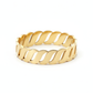 Anti-Tarnish Gold Leaf Link Bracelet — Stainless Steel Hinged Bangle