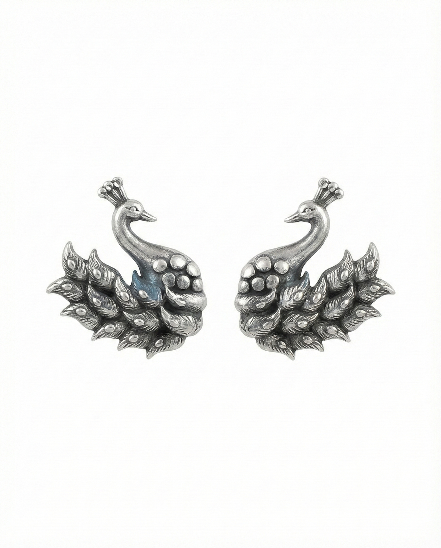 Mini Swan Oxidised German Silver Stud Earrings | Antique Daily Wear Studs