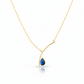 Curved Bar Chain Necklace with Blue Teardrop Natural Stone | Brass Anti Tarnish | Lightweight
