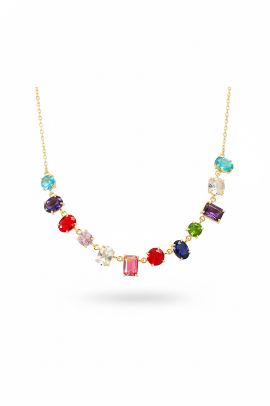 Multicolor Stone Choker Necklace | Natural Stones, Gold-Plated Brass, Anti-Tarnish