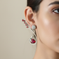 Maroon Monalisa Peacock Ear Cuff Earrings | Oxidised German Silver Statement