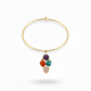 Minimal Hansuli Necklace with Multicolor Stones | Brass Anti Tarnish | Lightweight