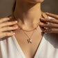 Layered Butterfly Pendant Necklace – Dual Chain Gold Plated Design