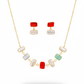 Pearl, Green & Red Stone Necklace Set | Natural Stones, Gold-Plated Brass