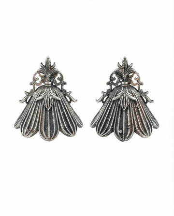Floral Petal Oxidised German Silver Earrings | Vintage Ethnic Statement Earrings