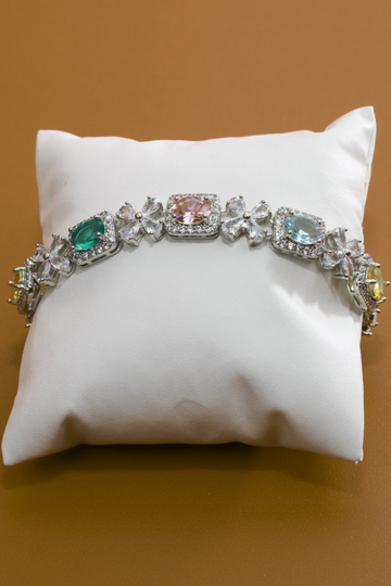 Pastel Flower-Link CZ Bracelet