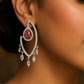 Modern Dangle Earrings with Pink Gemstones