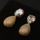 Gold Teardrop CZ Drop Earrings