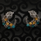 Blue & Yellow Leaf Cluster Earrings