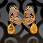 Yellow Butterfly Drop Earrings with CZ