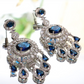 Royal Blue Chandelier Earrings with CZ Accents