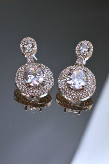 Classic Drop Earrings with Double CZ Halo