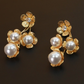 Gold-Plated Floral Pearl Drop Earrings – Elegant Anti-Tarnish Fashion Jewelry