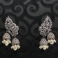 Zircon Leafwork Jhumka Earrings with Pearl Drops