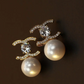Crystal Studded Designer Logo Earrings – Premium Anti-Tarnish Gold Finish