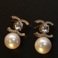 Crystal Studded Designer Logo Earrings – Premium Anti-Tarnish Gold Finish
