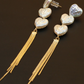 Gold Heart Chain Tassel Earrings