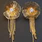 Statement Flower Dangle Earrings with Crystals