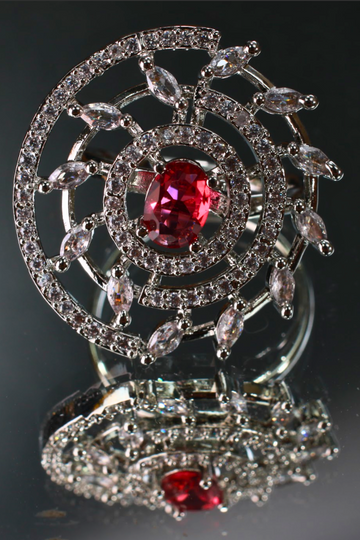 Red Stone Orbit Adjustable Ring