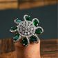 Floral Green Zircon Cocktail Ring