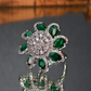 Floral Green Zircon Cocktail Ring