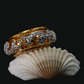 Floral CZ Gold Ring with Rotating Center