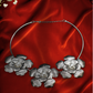 Silver Floral Pearl Statement Necklace for Women