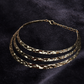 Triple Layered Hammered Gold Statement Collar Necklace