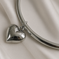 Sleek Silver Heart Pendant Choker Necklace