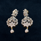 Classic Tear-Drop Leaf Motif AD Earrings with CZ Detailing