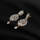 Classic Tear-Drop Leaf Motif AD Earrings with CZ Detailing