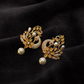 Floral Pearl Drop Gold Finish Premium AD Earrings