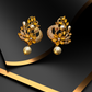 Floral Pearl Drop Gold Finish Premium AD Earrings