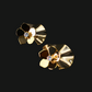 Gold Fan Petal Stud Earrings with Crystal Center – Designer Anti-Tarnish Finish