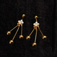 Pearl & Gold Stick Drop Earrings with Floral Cluster – Elegant Anti-Tarnish Jewelry