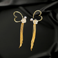 Heart Tassel Earrings with Floral Pearl Accents – Gold Anti-Tarnish