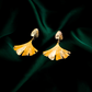 Textured Ginkgo Leaf Earrings – Golden Anti-Tarnish Design