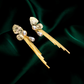 Floral Fan Pearl Dangle Earrings – Anti-Tarnish Gold