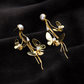 Butterfly Drop Earrings with Pearls – Anti-Tarnish Gold Finish
