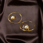 Modern Pearl Orbit Gold Hoop Earrings