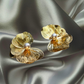 Elegant Wire Petal Pearl Stud Earrings