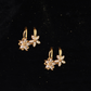 Gold Floral Clip-On Earrings with Dual Flower Design – Elegant Non-Pierced Ear Accessory