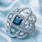 Blue CZ Grid Statement Ring