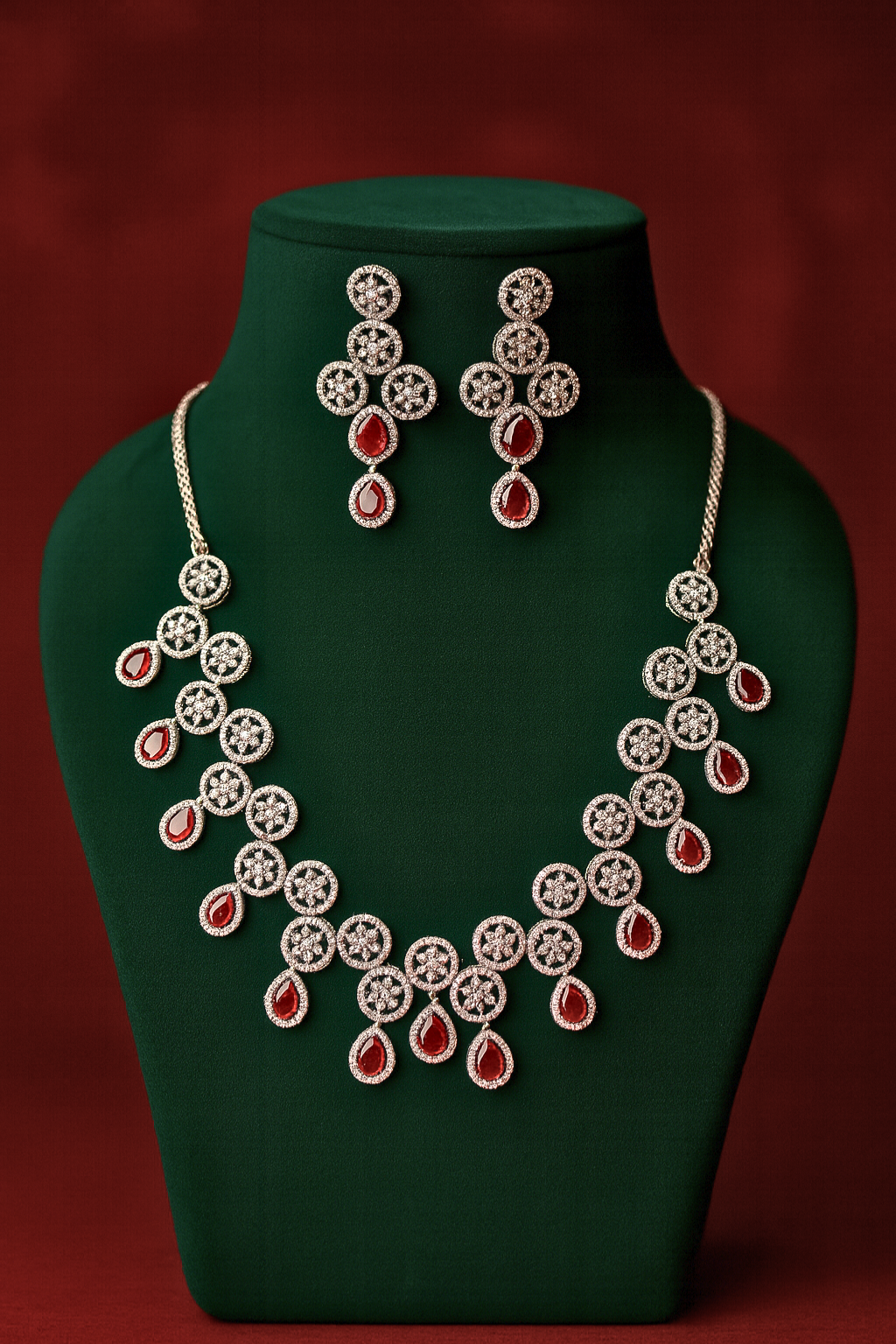 Royal Ruby Swirl Necklace Set