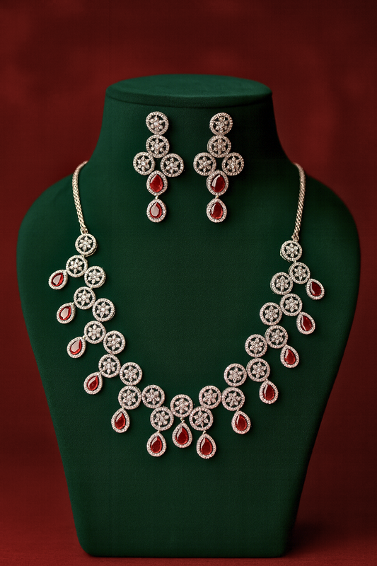 Royal Ruby Swirl Necklace Set