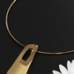 Wooden Texture Oval Pendant Necklace in Gold Finish