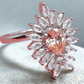 Peach Drop Halo Ring with White Marquise Crystals