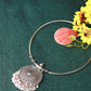 Oxidised German Silver Hansli Necklace with Circular Filigree Pendant