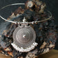 Oxidised German Silver Hansli Necklace with Circular Filigree Pendant
