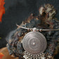 Oxidised German Silver Hansli Necklace with Round Mandala Pendant
